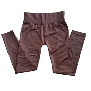 Icon fleece lined plus size cozy warm brown stretchy leggings tights 2X 3X